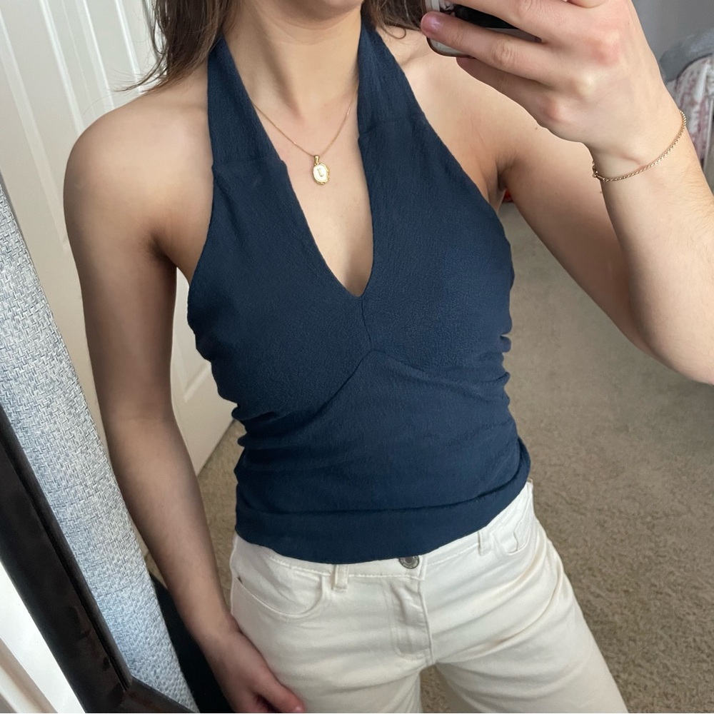 Vintage Y2K Navy Blue Halter Top